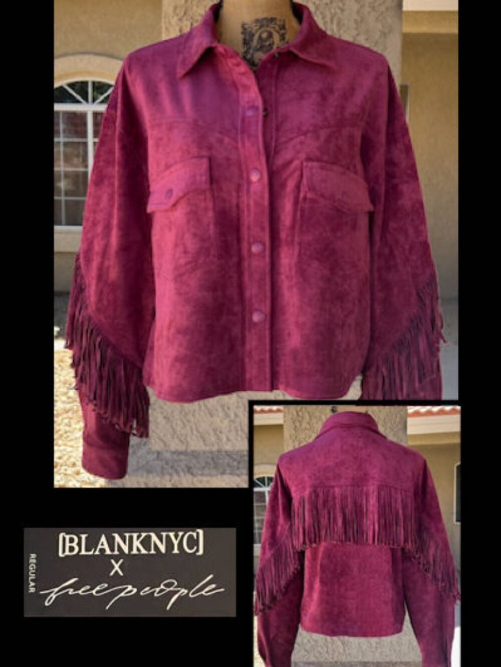 Free People Blank NYC Twist & Shout Vegan Suede Jacket Size M NWT